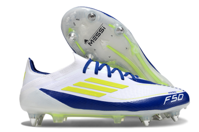 Adidas F50 Elite SG Low-Tops Football Boots - White/Blue/Yellow