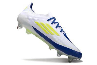 Adidas F50 Elite SG Low-Tops Football Boots - White/Blue/Yellow