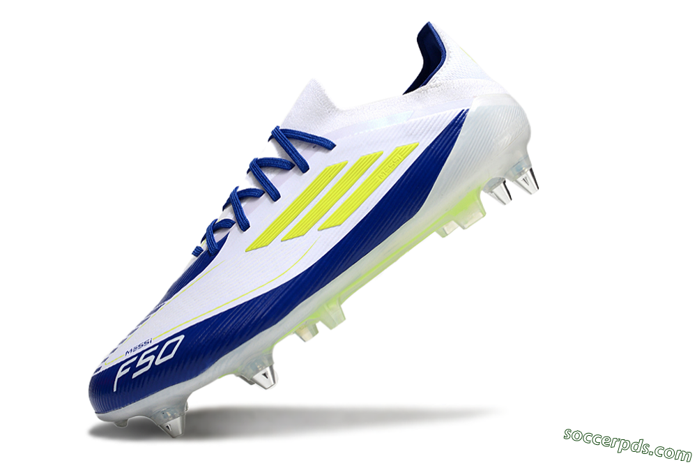 Adidas F50 Elite SG Low-Tops Football Boots - White/Blue/Yellow 5