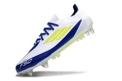 Adidas F50 Elite SG Low-Tops Football Boots - White/Blue/Yellow