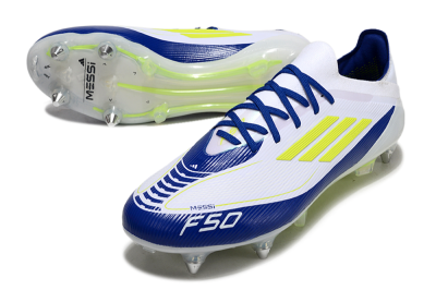 Adidas F50 Elite SG Low-Tops Football Boots - White/Blue/Yellow