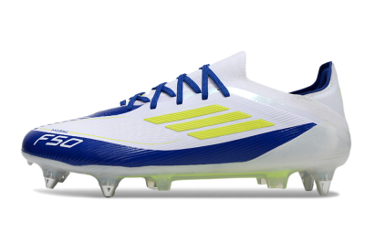 Adidas F50 Elite SG Low-Tops Football Boots - White/Blue/Yellow