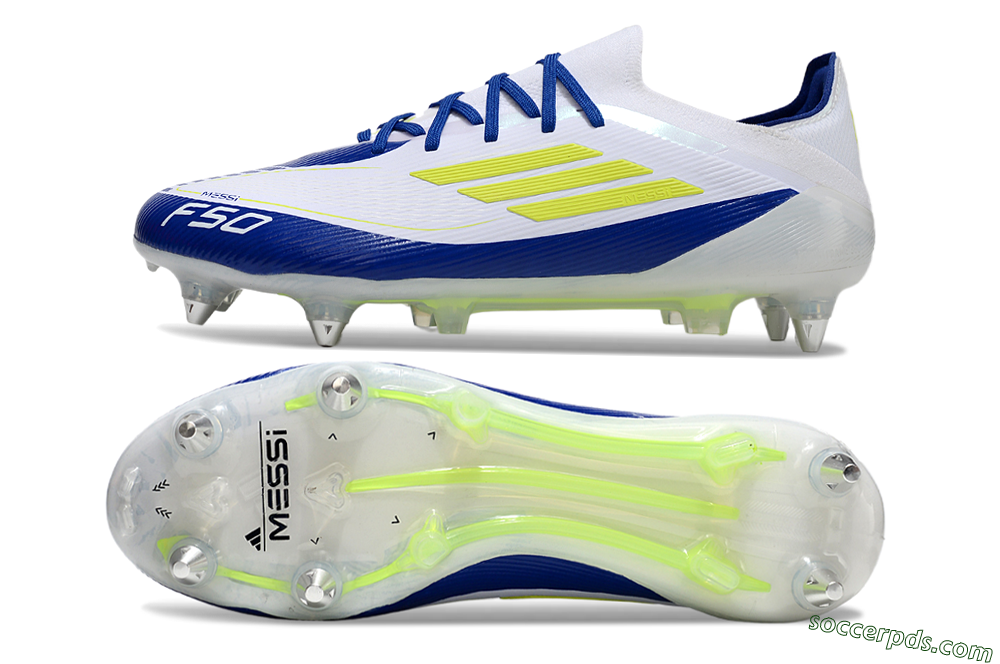 Adidas F50 Elite SG Low-Tops Football Boots - White/Blue/Yellow 0