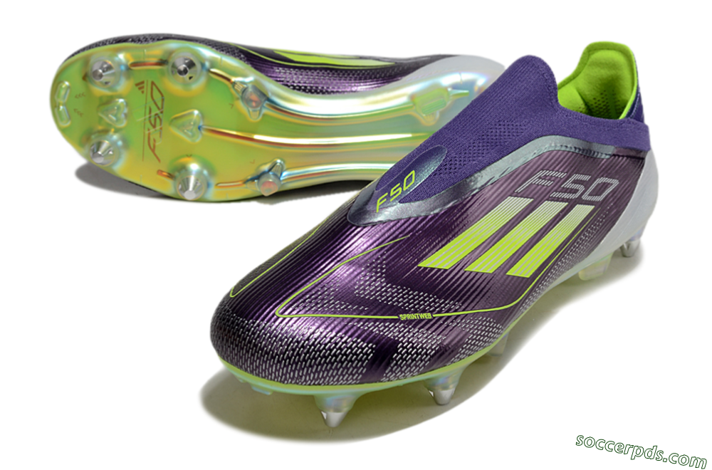Adidas F50 Elite Laceless SG Low-Tops Football Boots - Purple/Yellow/White 3