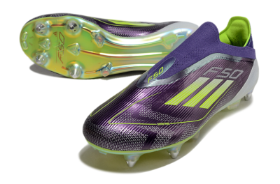 Adidas F50 Elite Laceless SG Low-Tops Football Boots - Purple/Yellow/White