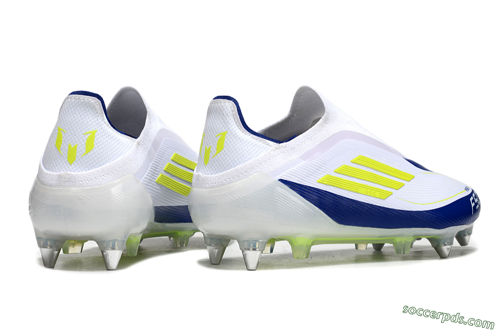 Adidas F50 Elite Laceless SG Low-Tops Football Boots - White/Blue/Yellow 6