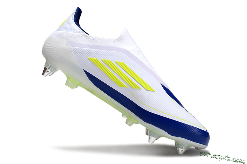 Adidas F50 Elite Laceless SG Low-Tops Football Boots - White/Blue/Yellow 4