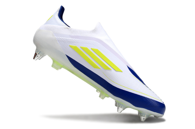 Adidas F50 Elite Laceless SG Low-Tops Football Boots - White/Blue/Yellow