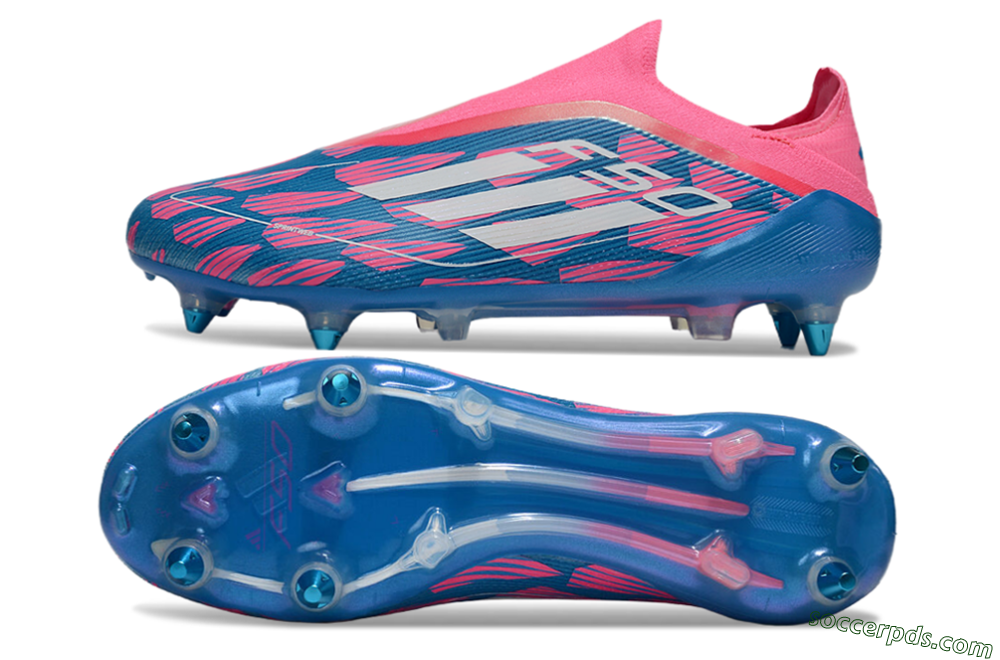 Adidas F50 Elite Laceless SG Low-Tops Football Boots - Blue/Pink/White 0