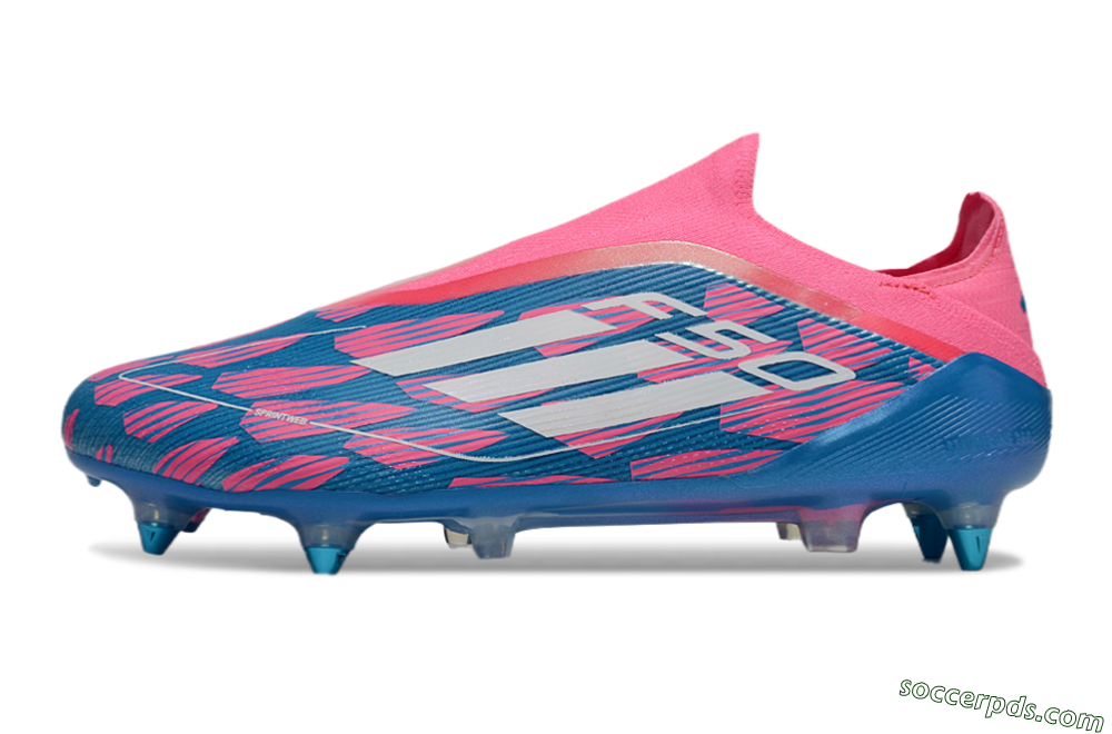 Adidas F50 Elite Laceless SG Low-Tops Football Boots - Blue/Pink/White 2