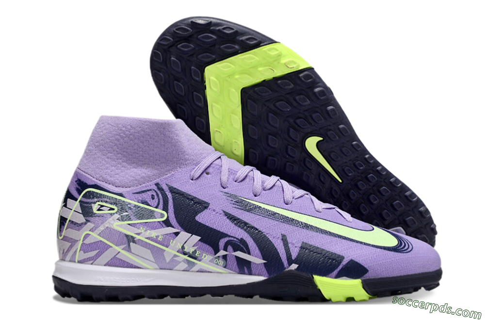 Nike Air Zoom Mercurial Superfly 10 Elite TF High-Tops Football Shoes - Purple/Yellow/White 1