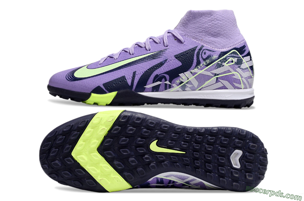 Nike Air Zoom Mercurial Superfly 10 Elite TF High-Tops Football Shoes - Purple/Yellow/White 0