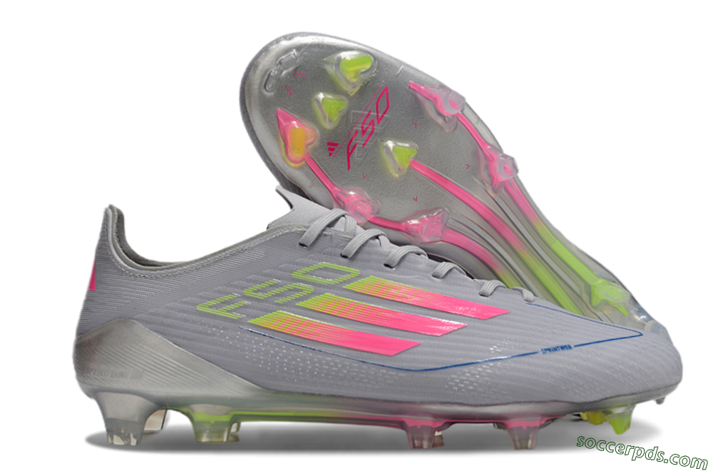 Adidas F50 Elite FG Low-Tops Football Boots - Grey/Pink/Yellow 1