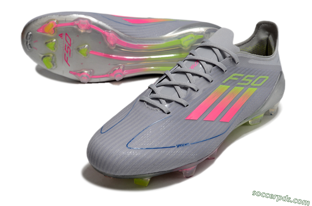 Adidas F50 Elite FG Low-Tops Football Boots - Grey/Pink/Yellow 3