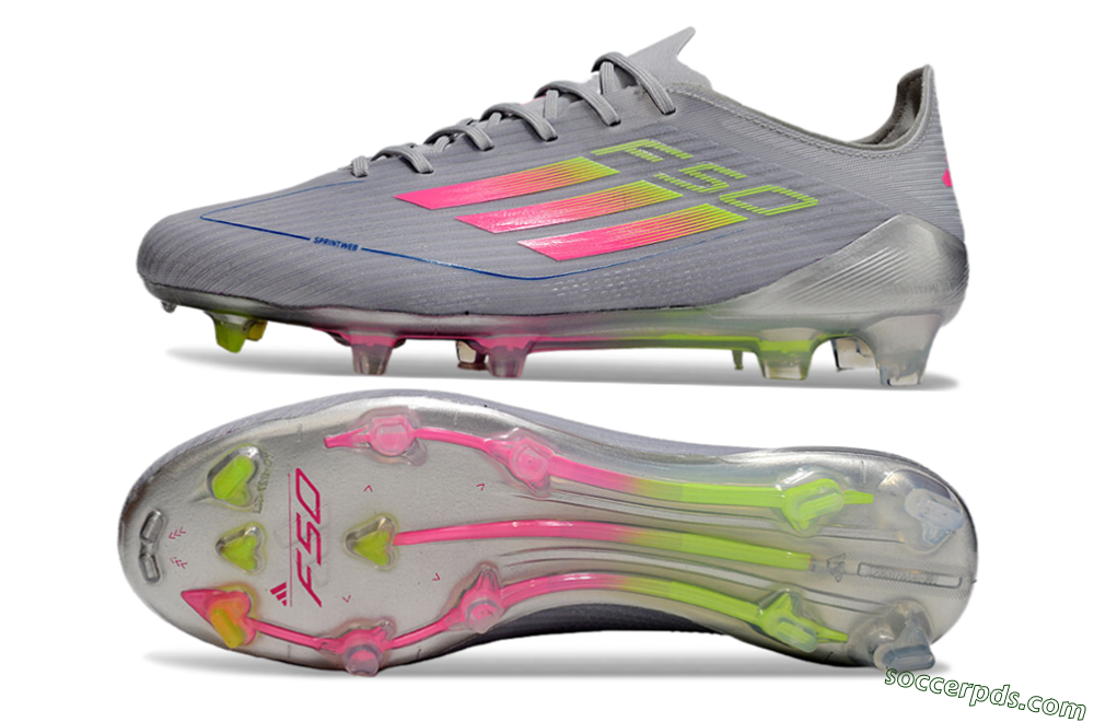 Adidas F50 Elite FG Low-Tops Football Boots - Grey/Pink/Yellow 0