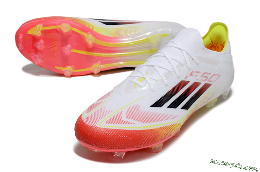Adidas F50 Elite FG Low-Tops Football Boots - White/Red/Yellow 3