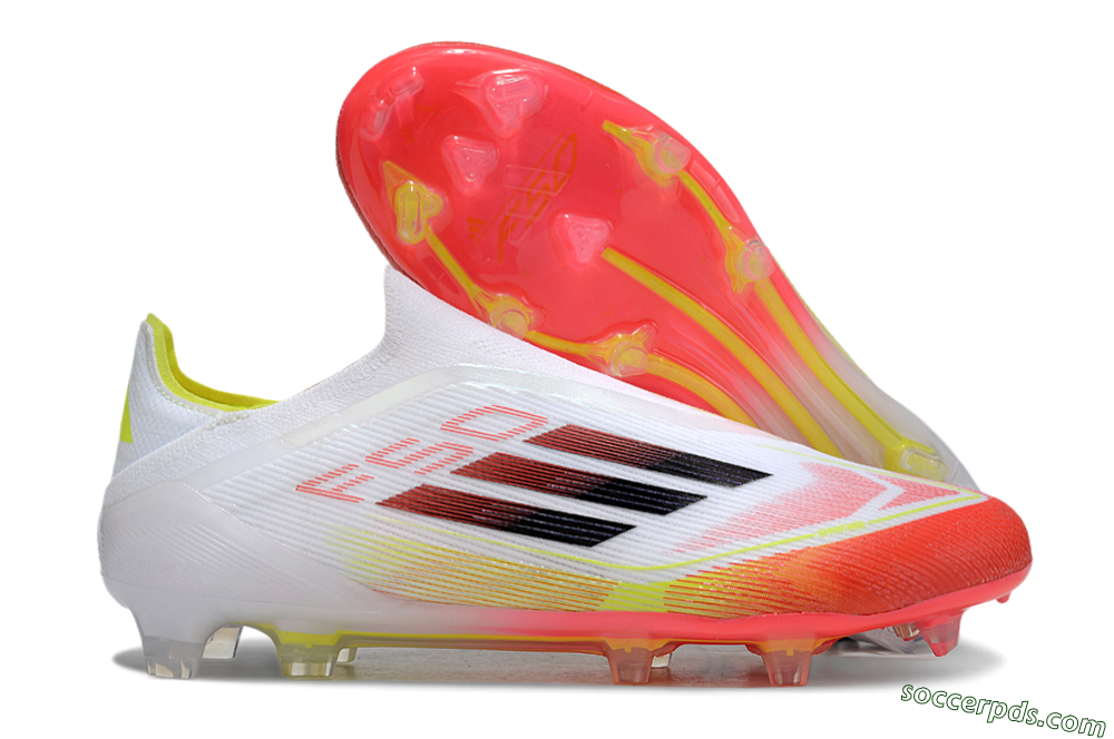 Adidas F50 Elite Laceless FG Low-Tops Football Boots - White/Red/Yellow 1