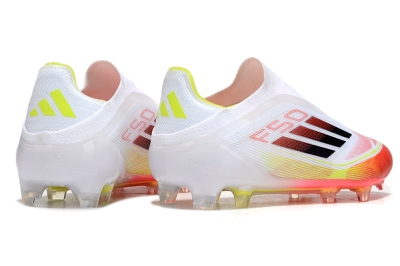Adidas F50 Elite Laceless FG Low-Tops Football Boots - White/Red/Yellow