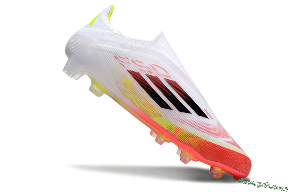 Adidas F50 Elite Laceless FG Low-Tops Football Boots - White/Red/Yellow 4