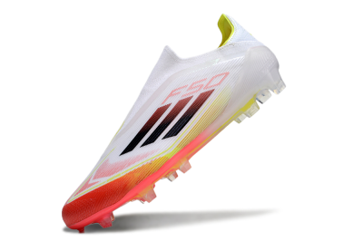 Adidas F50 Elite Laceless FG Low-Tops Football Boots - White/Red/Yellow