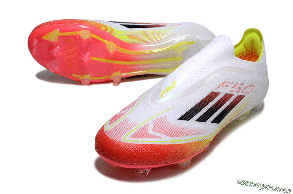 Adidas F50 Elite Laceless FG Low-Tops Football Boots - White/Red/Yellow 3