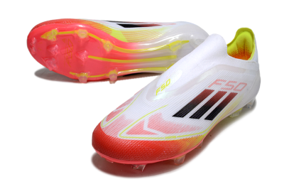 Adidas F50 Elite Laceless FG Low-Tops Football Boots - White/Red/Yellow