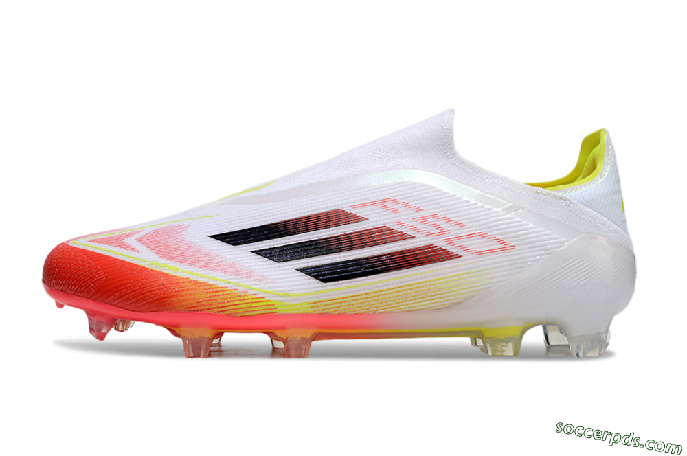 Adidas F50 Elite Laceless FG Low-Tops Football Boots - White/Red/Yellow 2