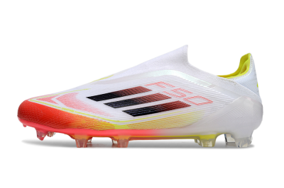 Adidas F50 Elite Laceless FG Low-Tops Football Boots - White/Red/Yellow