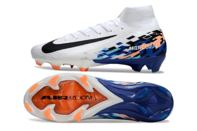 Nike Air Zoom Mercurial Superfly 10 Elite FG High-Tops Football Boots - White/Blue/Orange