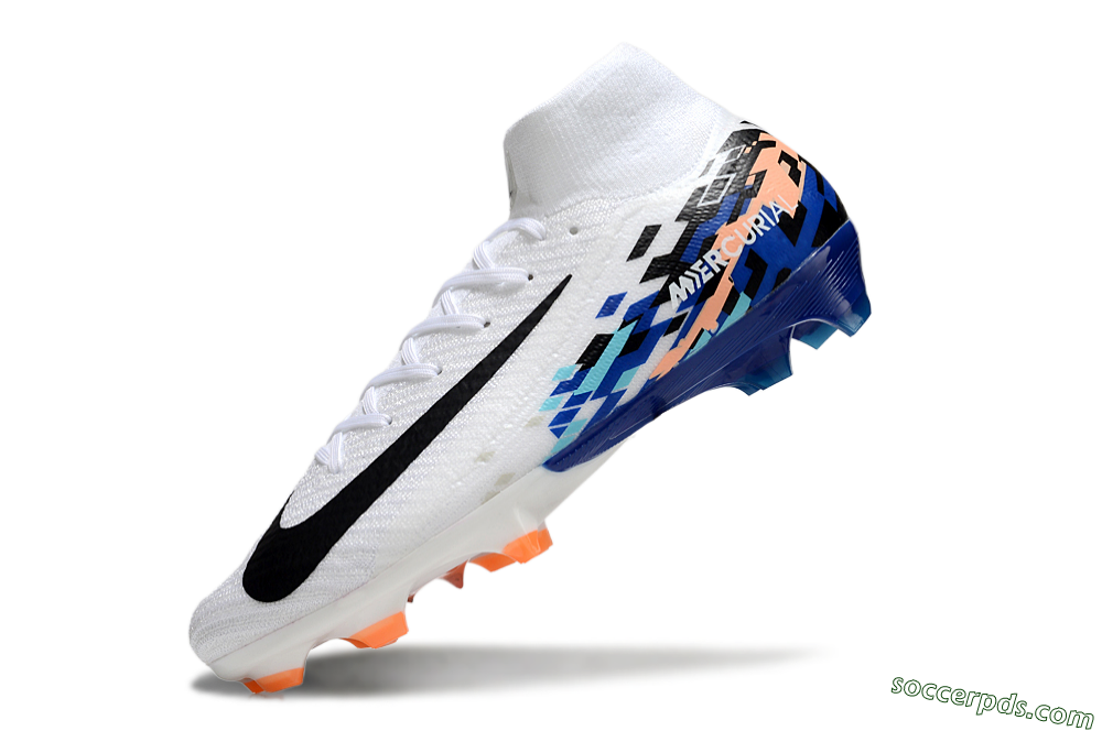 Nike Air Zoom Mercurial Superfly 10 Elite FG High-Tops Football Boots - White/Blue/Orange 5
