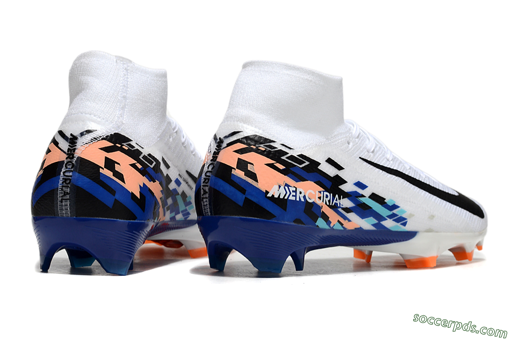 Nike Air Zoom Mercurial Superfly 10 Elite FG High-Tops Football Boots - White/Blue/Orange 6
