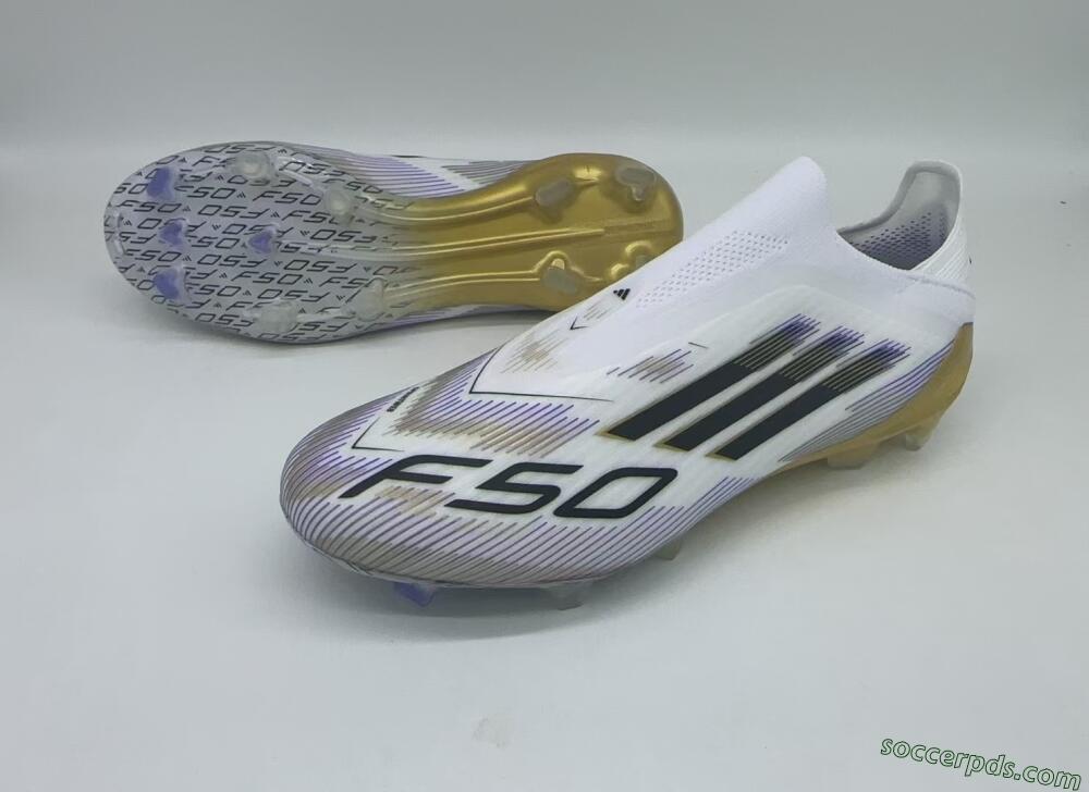 Adidas F50 Elite Laceless FG Low-Tops Football Boots - White/Black/Gold