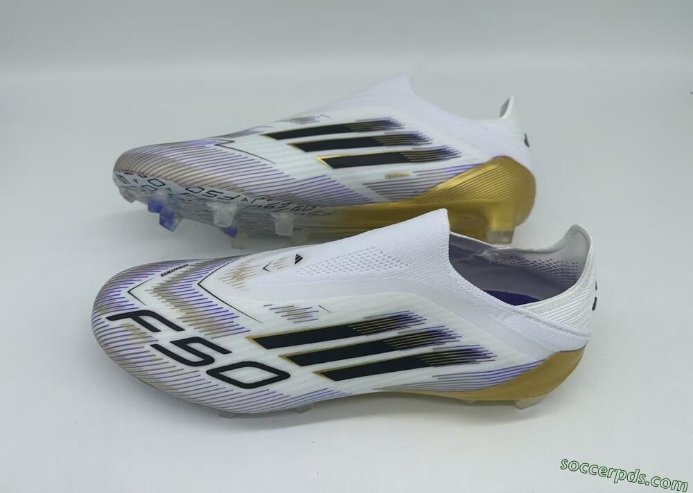 Adidas F50 Elite Laceless FG Low-Tops Football Boots - White/Black/Gold