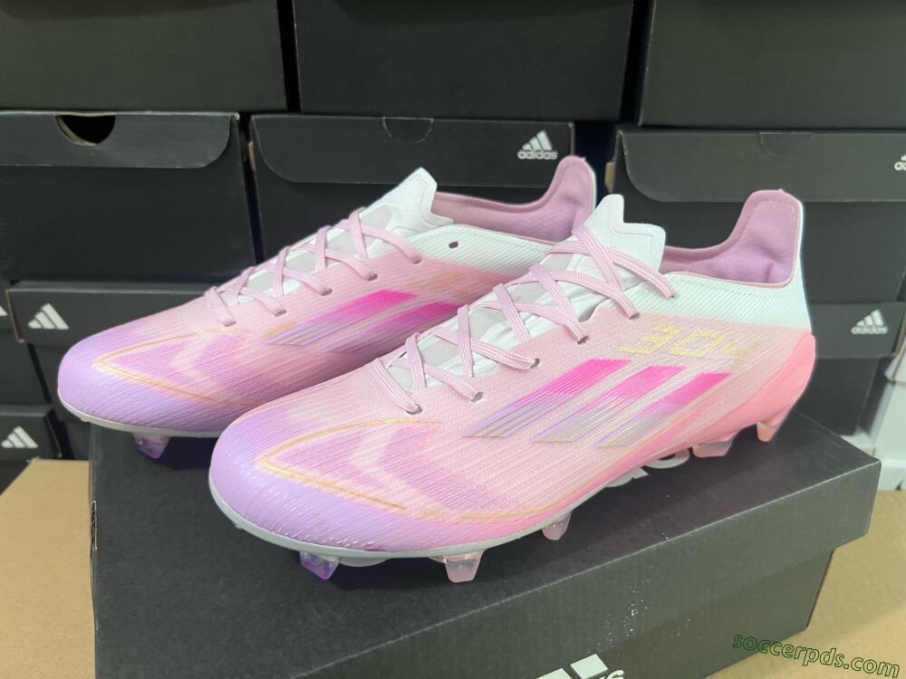 Adidas F50 Elite FG Low-Tops Football Boots - Pink/White/Gold