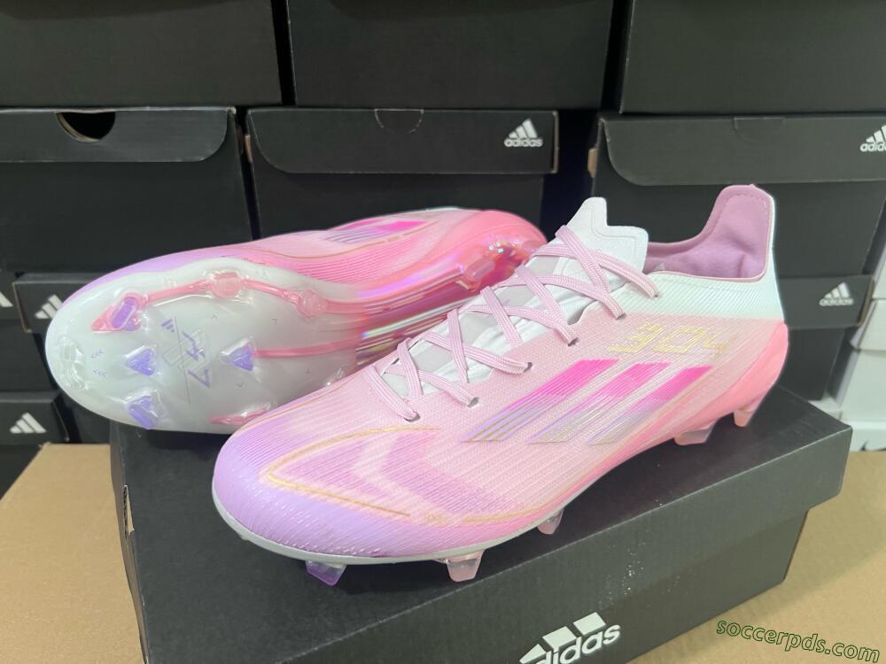 Adidas F50 Elite FG Low-Tops Football Boots - Pink/White/Gold