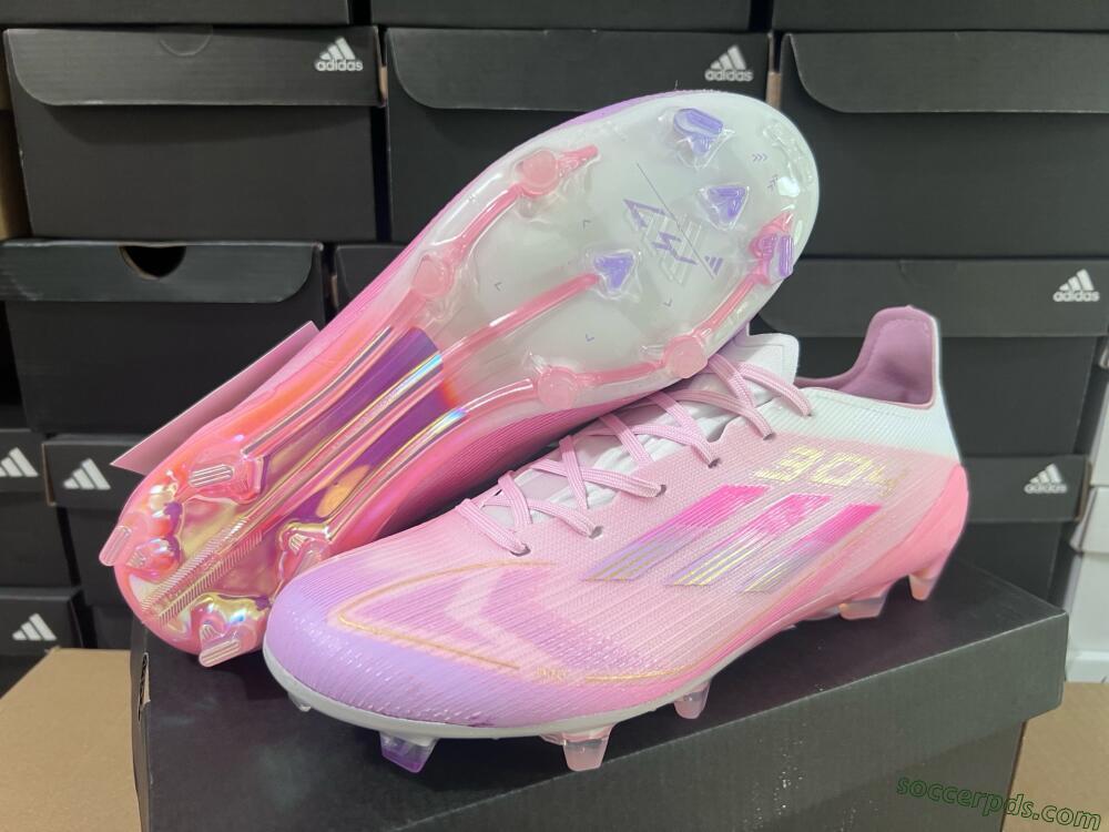 Adidas F50 Elite FG Low-Tops Football Boots - Pink/White/Gold