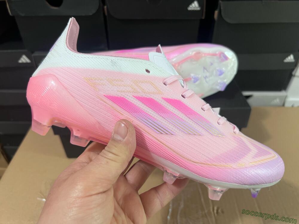 Adidas F50 Elite FG Low-Tops Football Boots - Pink/White/Gold