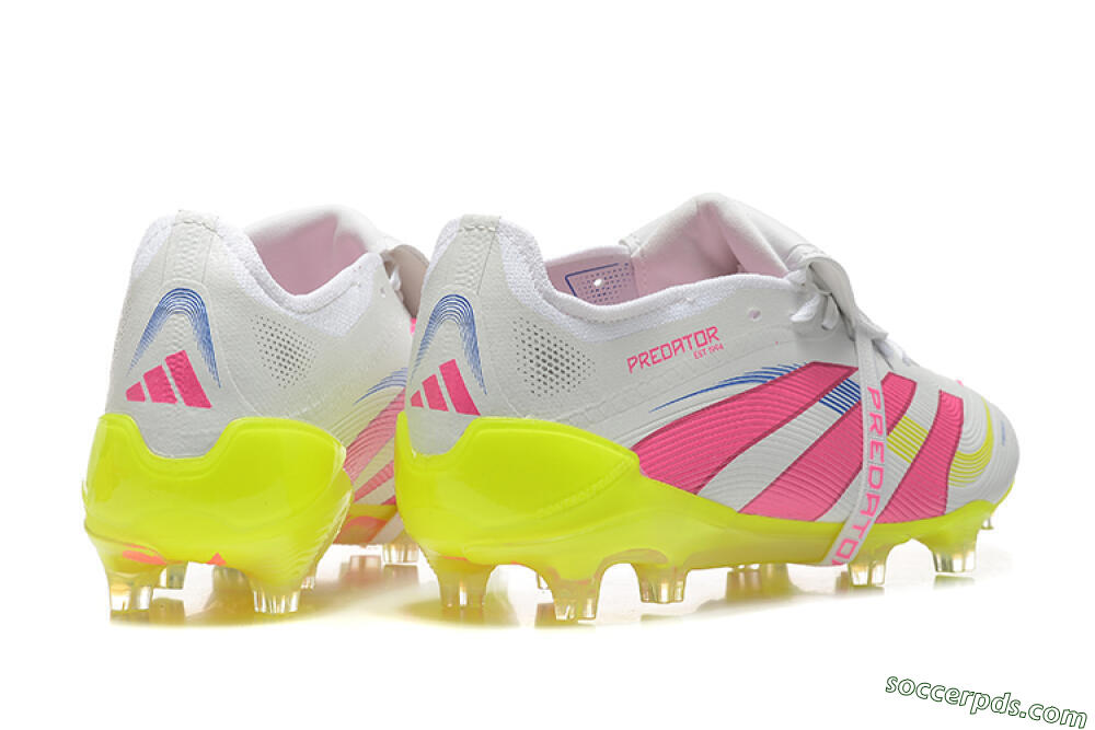 Adidas Predator Elite 25 Foldover Tongue FG Low-Tops Football Boots - White/Pink/Blue/Yellow 9