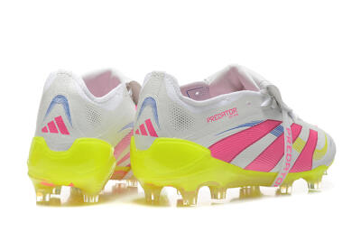 Adidas Predator Elite 25 Foldover Tongue FG Low-Tops Football Boots - White/Pink/Blue/Yellow