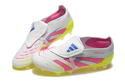 Adidas Predator Elite 25 Foldover Tongue FG Low-Tops Football Boots - White/Pink/Blue/Yellow