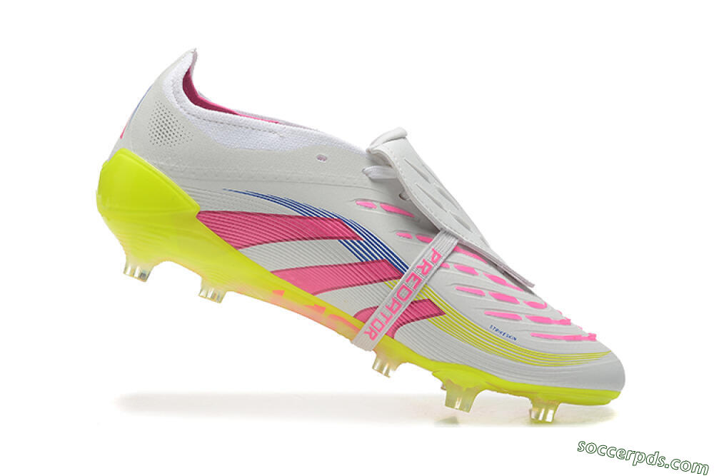 Adidas Predator Elite 25 Foldover Tongue FG Low-Tops Football Boots - White/Pink/Blue/Yellow 7