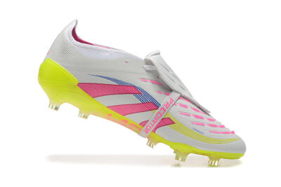 Adidas Predator Elite 25 Foldover Tongue FG Low-Tops Football Boots - White/Pink/Blue/Yellow