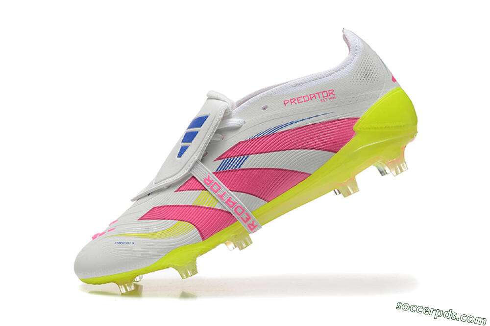Adidas Predator Elite 25 Foldover Tongue FG Low-Tops Football Boots - White/Pink/Blue/Yellow 8