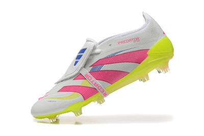 Adidas Predator Elite 25 Foldover Tongue FG Low-Tops Football Boots - White/Pink/Blue/Yellow