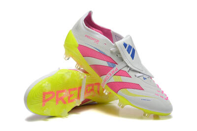 Adidas Predator Elite 25 Foldover Tongue FG Low-Tops Football Boots - White/Pink/Blue/Yellow