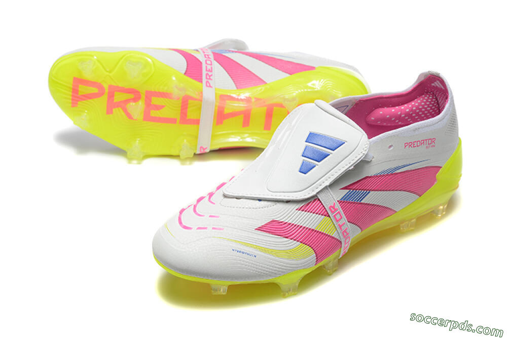 Adidas Predator Elite 25 Foldover Tongue FG Low-Tops Football Boots - White/Pink/Blue/Yellow 3