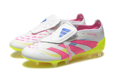 Adidas Predator Elite 25 Foldover Tongue FG Low-Tops Football Boots - White/Pink/Blue/Yellow