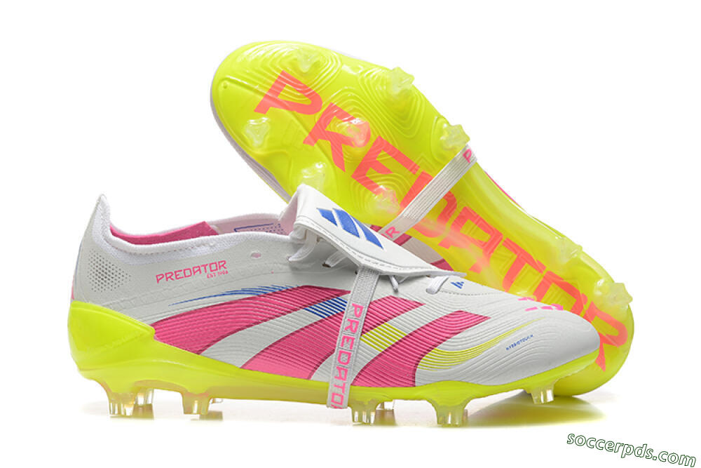 Adidas Predator Elite 25 Foldover Tongue FG Low-Tops Football Boots - White/Pink/Blue/Yellow 1