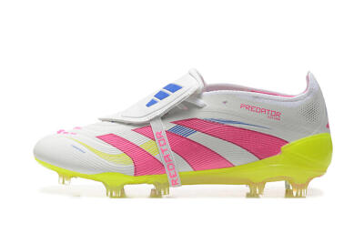 Adidas Predator Elite 25 Foldover Tongue FG Low-Tops Football Boots - White/Pink/Blue/Yellow
