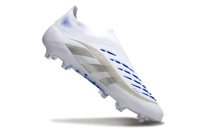 Adidas Predator Laceless Elite 25 FG Low-Tops Football Boots - White/Blue/Silver